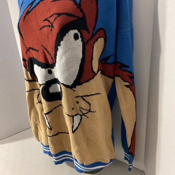 Forever 21 x WB Looney Tunes Blue Taz Pullover Sweater Size Small - Picture 8 of 9